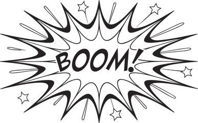 Black comic book style boom explosion with stars white © SnappyDesigns