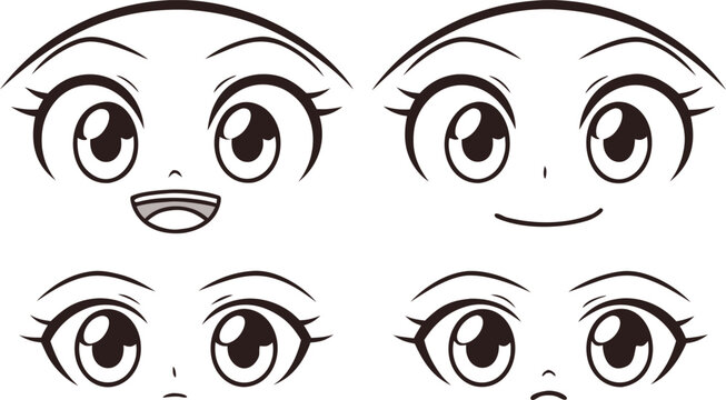 Manga style cartoon eyes with various expressions facial expressions anime
