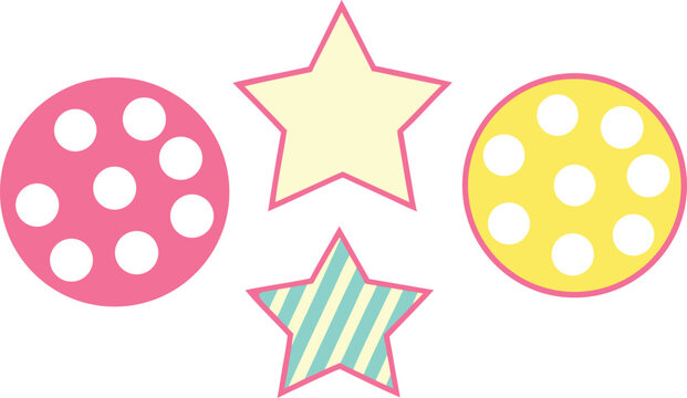 Colorful bullet points with stars and polka dots pink