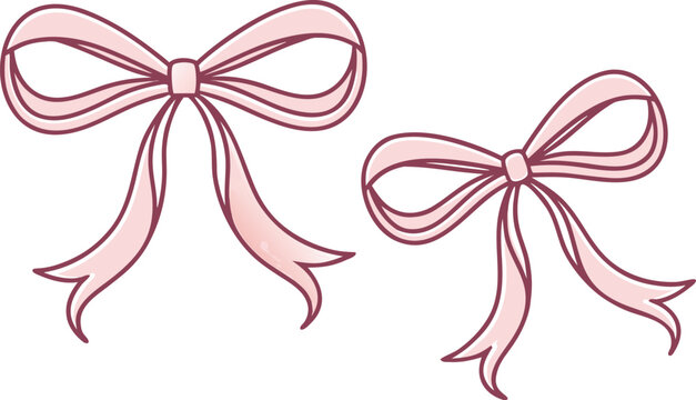 Pink ribbon bows with maroon outlines pink ribbons gift decoration festive