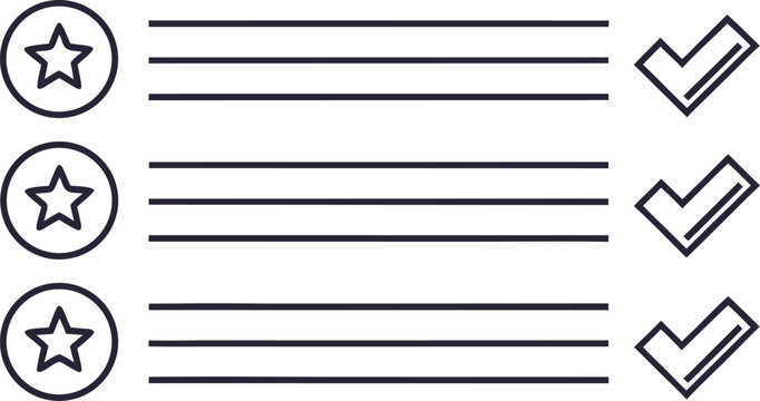 Black and white bullet points with stars and checks check marks checklist to-do list