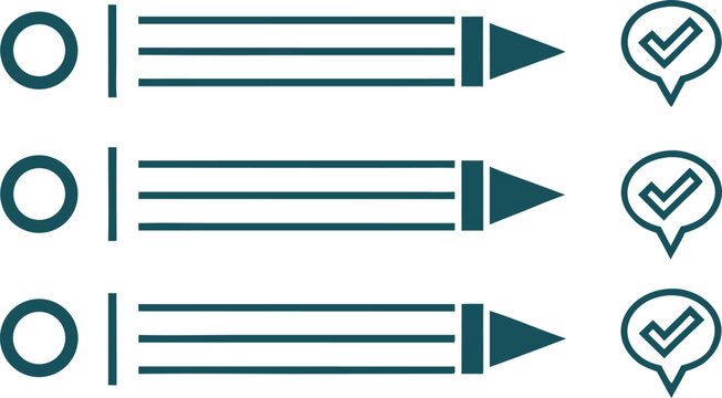 Dark green bullet point list with checked bullet points checkmarks checked verified