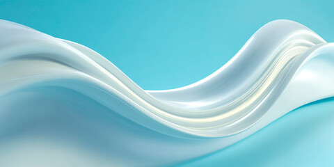 Obraz premium Elegant white flowing wave on blue gradient abstract background. Generative AI