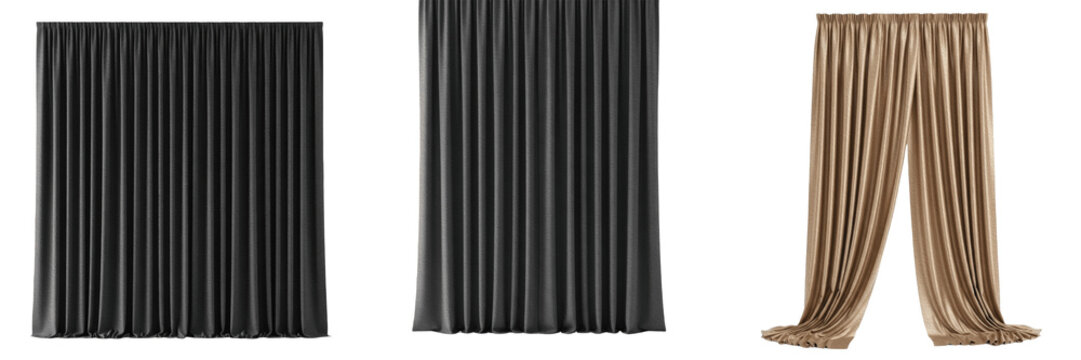 Dark Charcoal Curtains PNG - Modern Blackout Fabric for Home Theater
