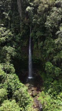 Aerial View of Hola Vida Waterfall in Ecuador Tropical Rainforest 05