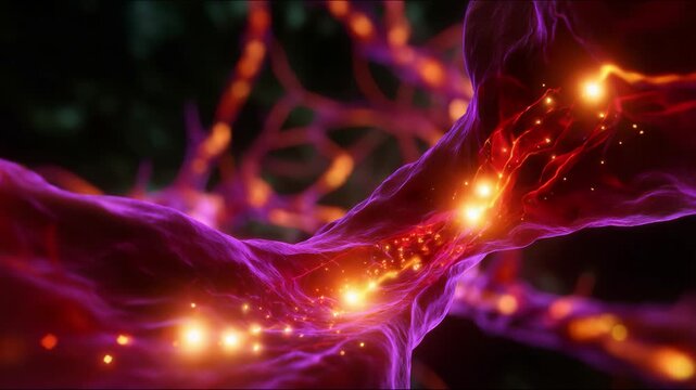 Dynamic Visualization of Neural Connections and Activity in a Vibrant Abstract Display of Neural Pathways and Synaptic Interactions