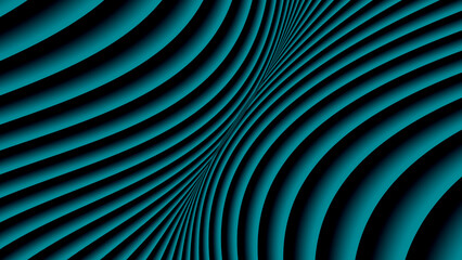 Obraz premium Abstract teal curved stripe tunnel with smooth depth illusion and futuristic style