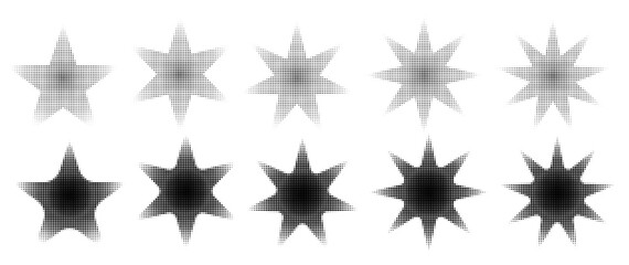 Obraz premium Halftone dot sparkle, stipple y2k star