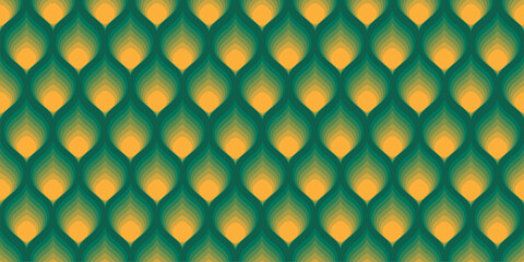Peacock feather seamless pattern, abstract geometric Indian motif © artemstepanov