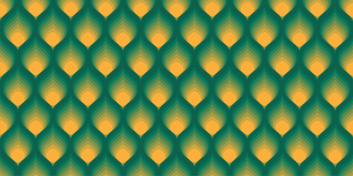 Peacock feather seamless pattern, abstract geometric Indian motif