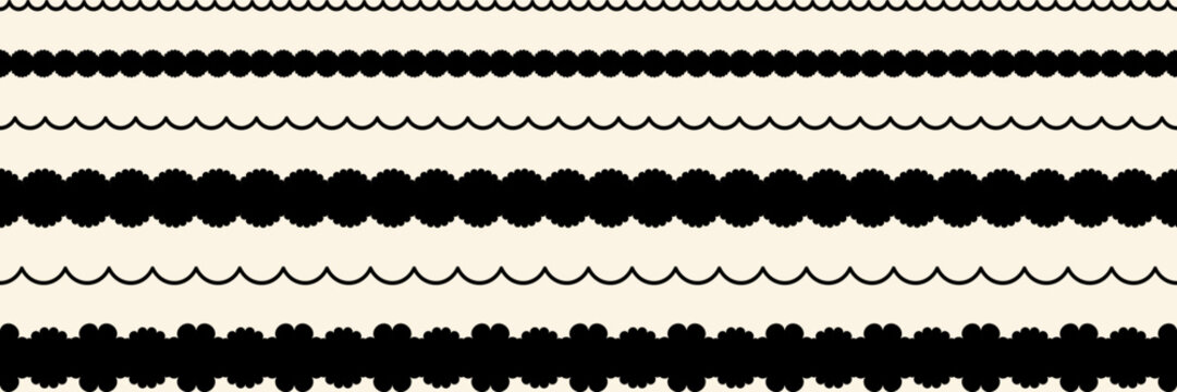 Scallop line lace border, seamless zigzag edge frames