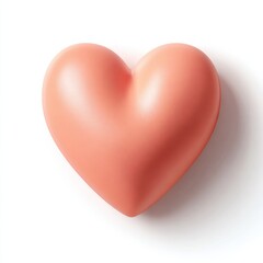 Obraz premium Clay Heart Icon With Soft Light on White Background for Love and Engagement Concepts in a Puffy Rounded Shape