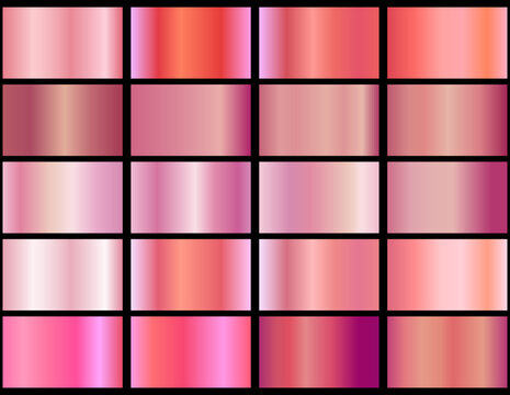 pink shiny metallics. Metallic gradient effects for designing texts and bulletin boards, infographics. Metallic flag.