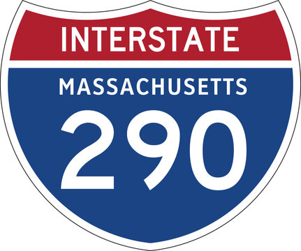 Interstate 290 Massachusetts MA I-290 US Interstate Highway Route Shield Badge Vector
