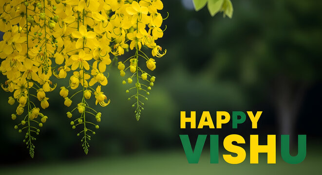 Kerala vishu festival flower kanikkonna yellow blossom cassia fistula golden shower tree floral background celebration tradition spring bloom branch petal nature malayalam