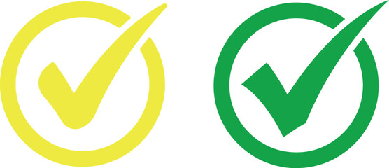 Round green  and yellow tick mark ok sign vector design © RumanaAkter