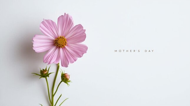 A beautiful pink flower with green stem on white background video
