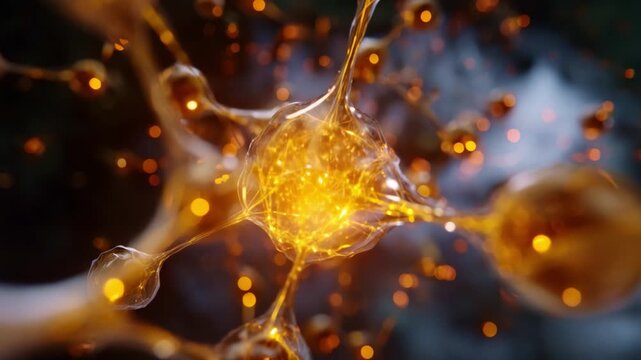 Stunning Close-Up Imagery of a Neural Network with Glowing Nodes and Connections, Showcasing the Complexity and Beauty of Interconnected Neurons
