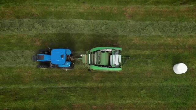 Tractor Working in Field areal view
