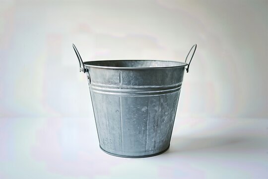 Galvanized metal bucket isolated on light background