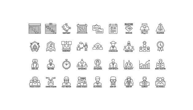 Business project management icons for planning and strategy