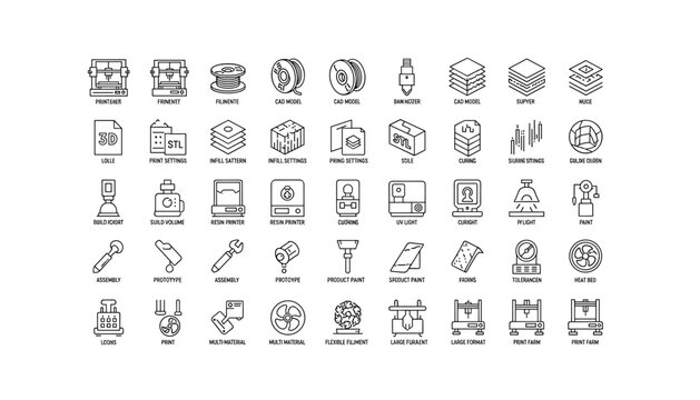 3D printing icons for innovative manufacturing solutions and product design