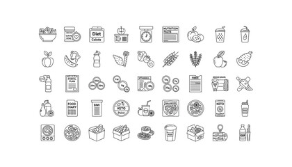 Fototapeta premium Healthy eating and nutrition icons for diet and wellness planning