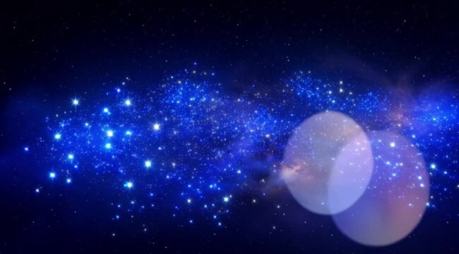 Beautiful starry night sky with milky way galaxy and deep space universe. Cosmic nebula with bright glowing stars and magical blue atmosphere.