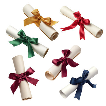 Diploma scroll set isolated, ai generated image