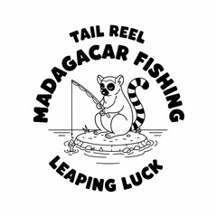 Madagascar lemur holding fishing rod. © Muh Saputro