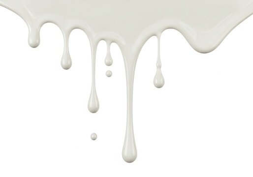 White liquid or milk dripping isolated on white background