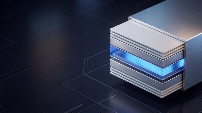 Solid-State Battery Component Stack Industrial 3D Render

