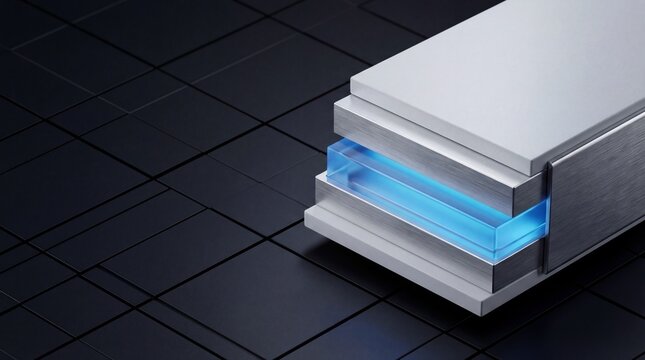 Solid-State Battery Component Stack Industrial 3D Render

