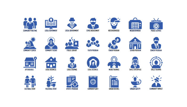 Community programs and services icons for social impact initiatives