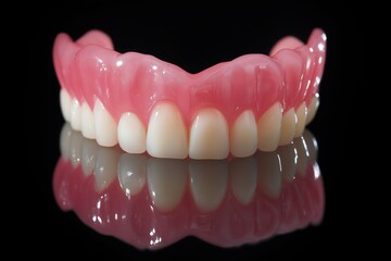Obraz premium Upper Denture with Reflection on a Black Background