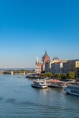 Fototapeta premium Budapest Hungary parliament building on Danube river cityscape landmark travel background