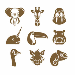 Brown Silhouettes of Various Wild Animals. © black