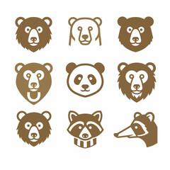 Obraz premium Collection of various animal head icons.