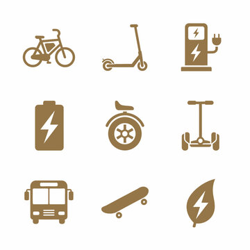 Electric Vehicle Charging Station Icons.
