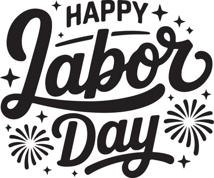 happy labor day calligraphy hand written lettering text design vector
