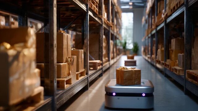 Autonomous Robot Navigating Warehouse Aisles to Deliver Packages Efficiently and Process Orders in an Organized Storage Environment with Total Precision