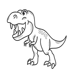 Fototapeta premium Cartoon tyrannosaurus rex dinosaur silhouette with open mouth and happy expression