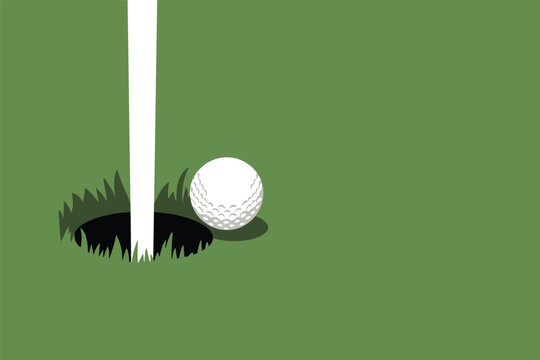 Golf Ball and Hole on Green with copy space, golf accuracy concept