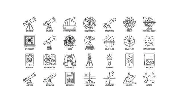 Astronomy icons for science and education materials
