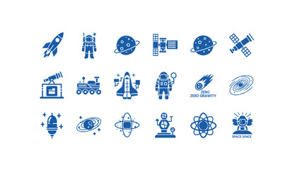 Fototapeta premium Space icons set with astronaut and rocket elements