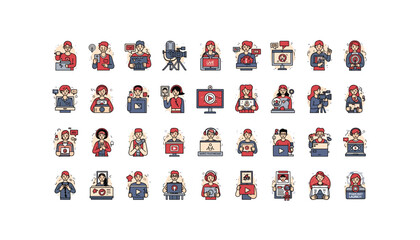 Obraz premium People creating and engaging with digital content online