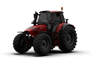 Obraz premium Red Modern Farm Tractor Front-Side View
