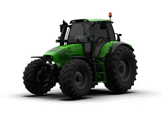 Obraz premium Green Modern Farm Tractor Front-Side View