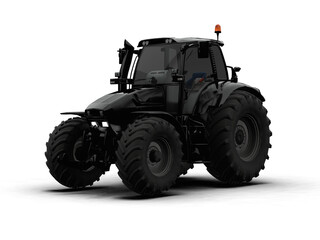 Obraz premium Black Modern Farm Tractor Front-Side View