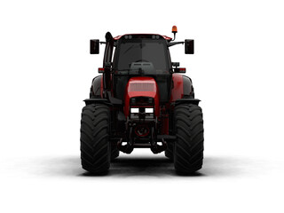 Fototapeta premium Red Modern Agricultural Tractor Front View 